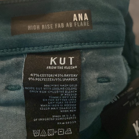 Kut From The Kloth High Rise Ana Fab AB Green Flare Size 18 - Picture 4 of 5